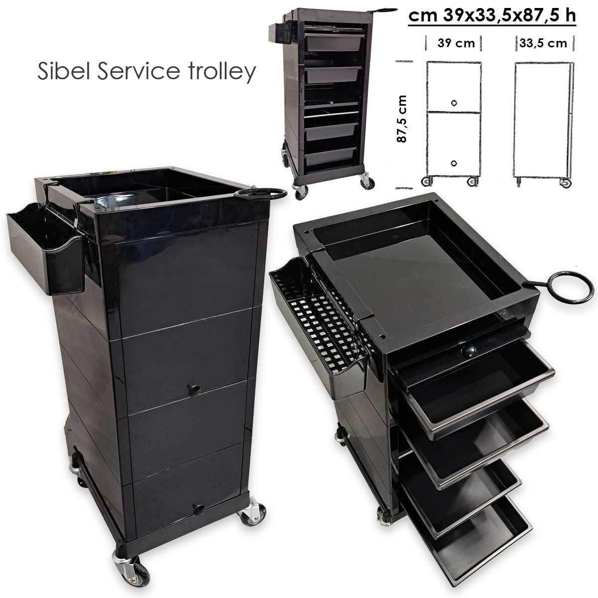 Sibel service trolley black 39 x 33,5 x  87,5 cm