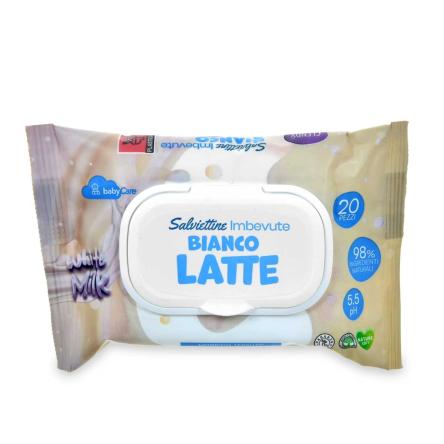 Clendy salviette imbevute bianco latte 20 pz con pop up