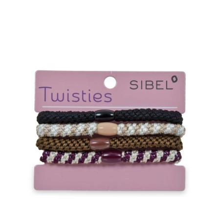 Sibel twisties elastici per capelli  4 pezzi  brown