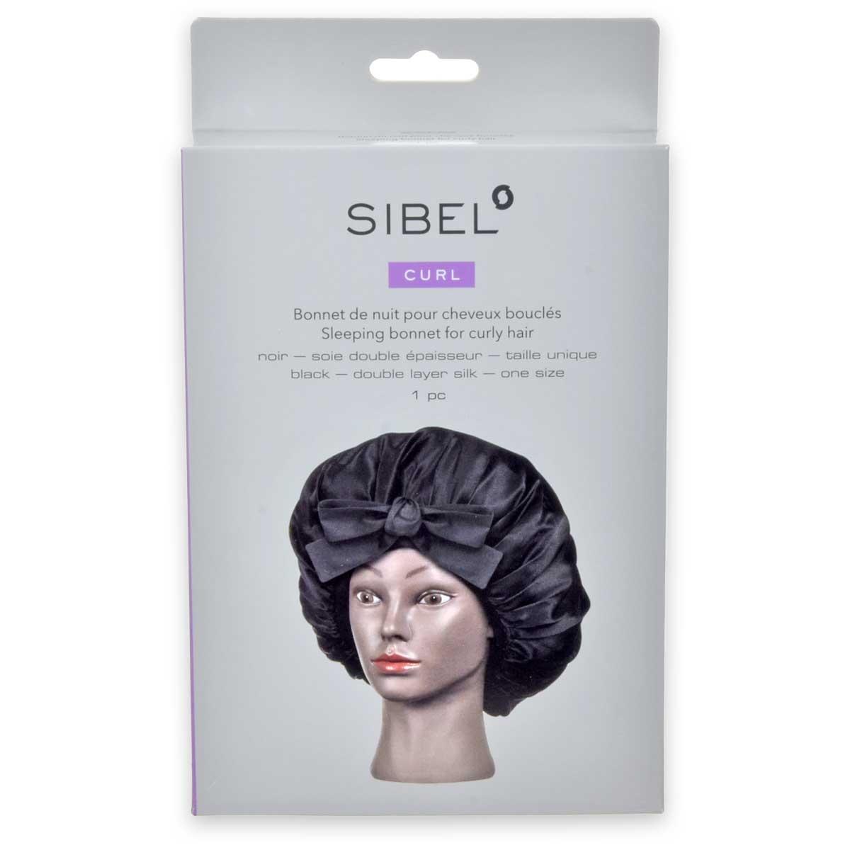Sibel cuffia da notte per capelli ricci nero seta a doppio strato