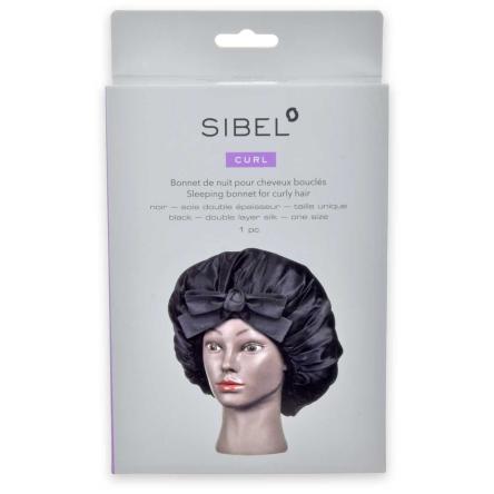 Sibel cuffia da notte per capelli ricci nero seta a doppio strato