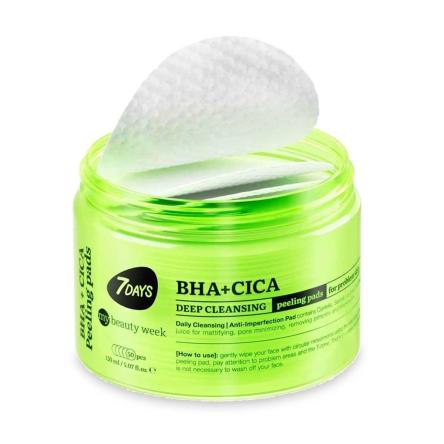 7 days peeling pad viso detergente bha+cica double-face 50 pezzi