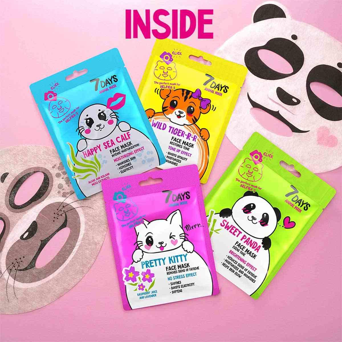 7 days animal mask gift set  - 4 maschere - confezione finestra 4 pezzi