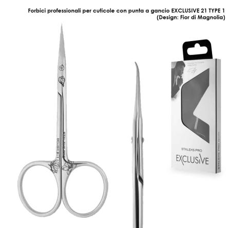 Staleks forbici professionali per cuticole con uncino exclusive 21 misura 1  (magnolia)