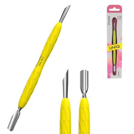 Staleks spatola per manicure con manico in silicone gummy uniq 10 tipo 2 (punta stretta  arrotondata + punta obliqua)