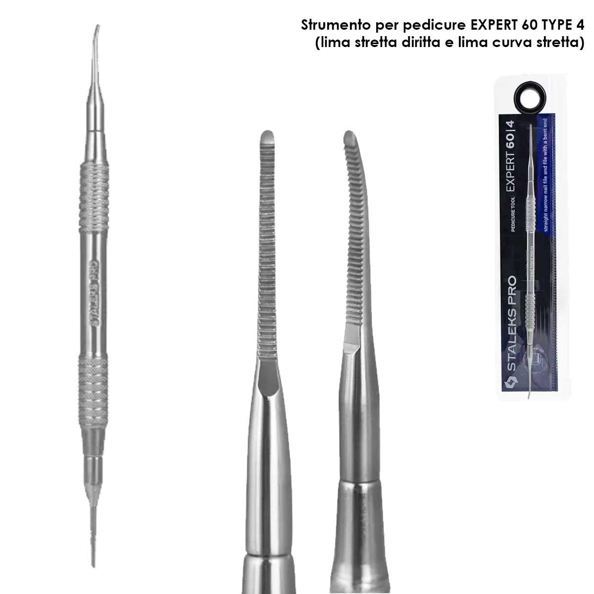 Staleks spatola per pedicure expert 60 tipo 4 (punta a lima dritta stretta + punta a lima sottile curva)