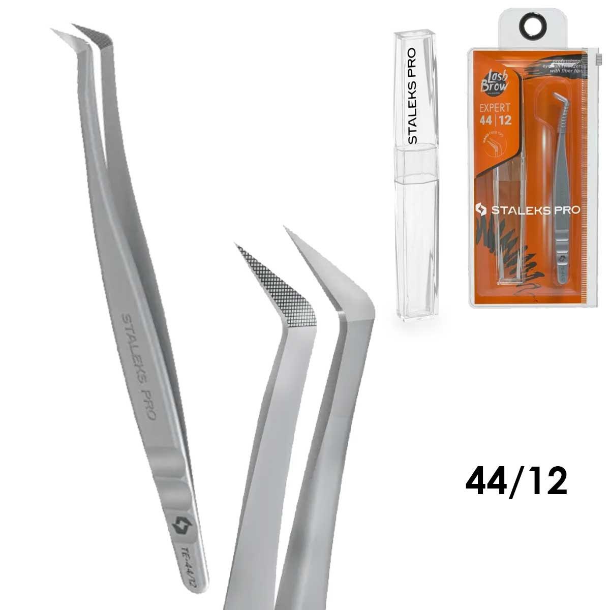 staleks pinzette professionali per ciglia con punte in fibra EXPERT 44 TIPO 12 (a forma di L, 65')