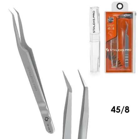 Staleks pinzette professionali per ciglia con punte in fibra expert 45 tipo 8 (mini l')
