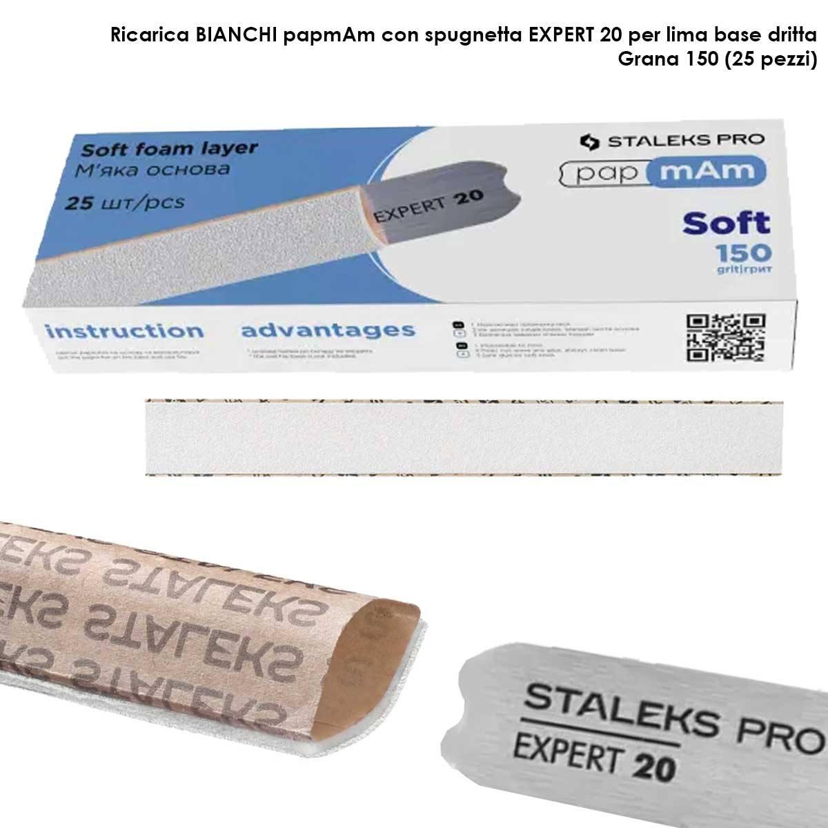 Staleks lime di ricambio papmam per lima dritta (base morbida) expert 20, grana 150 (25 pz.)