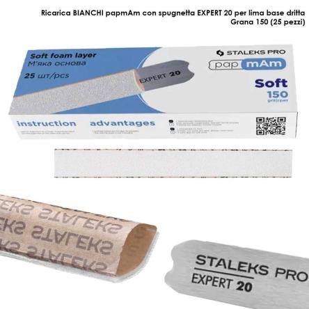 Staleks lime di ricambio papmam per lima dritta (base morbida) expert 20, grana 150 (25 pz.)
