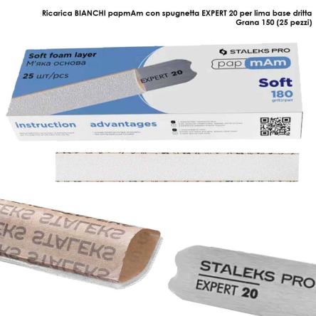 Staleks lime di ricambio papmam per lima dritta (base morbida) expert 20, grana 180 (25 pz.)