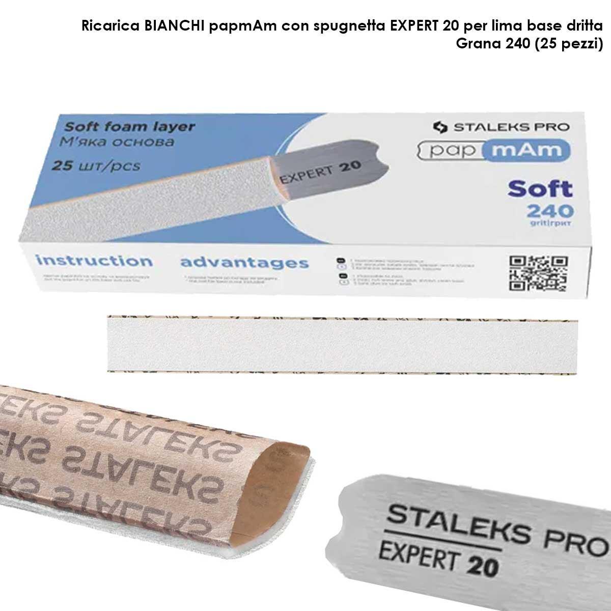 Staleks lime di ricambio papmam per lima dritta (base morbida) expert 20, grana 240 (25 pz.)