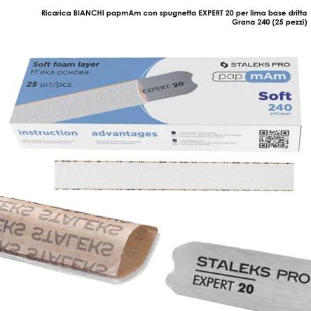 Staleks lime di ricambio papmam per lima dritta (base morbida) expert 20, grana 240 (25 pz.)
