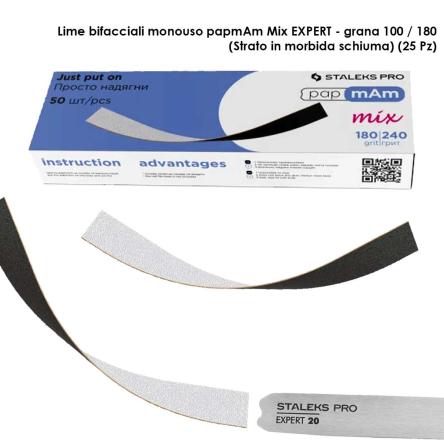 Staleks file di ricambio bifacciali papmam mix per la lima dritta expert (base morbida), grana 100/180  (25 pz.)