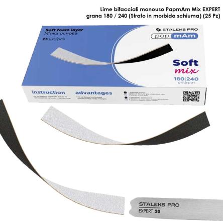 Staleks file di ricambio bifacciali papmam mix per la lima dritta expert (base morbida), grana 180/240  (25 pz.)