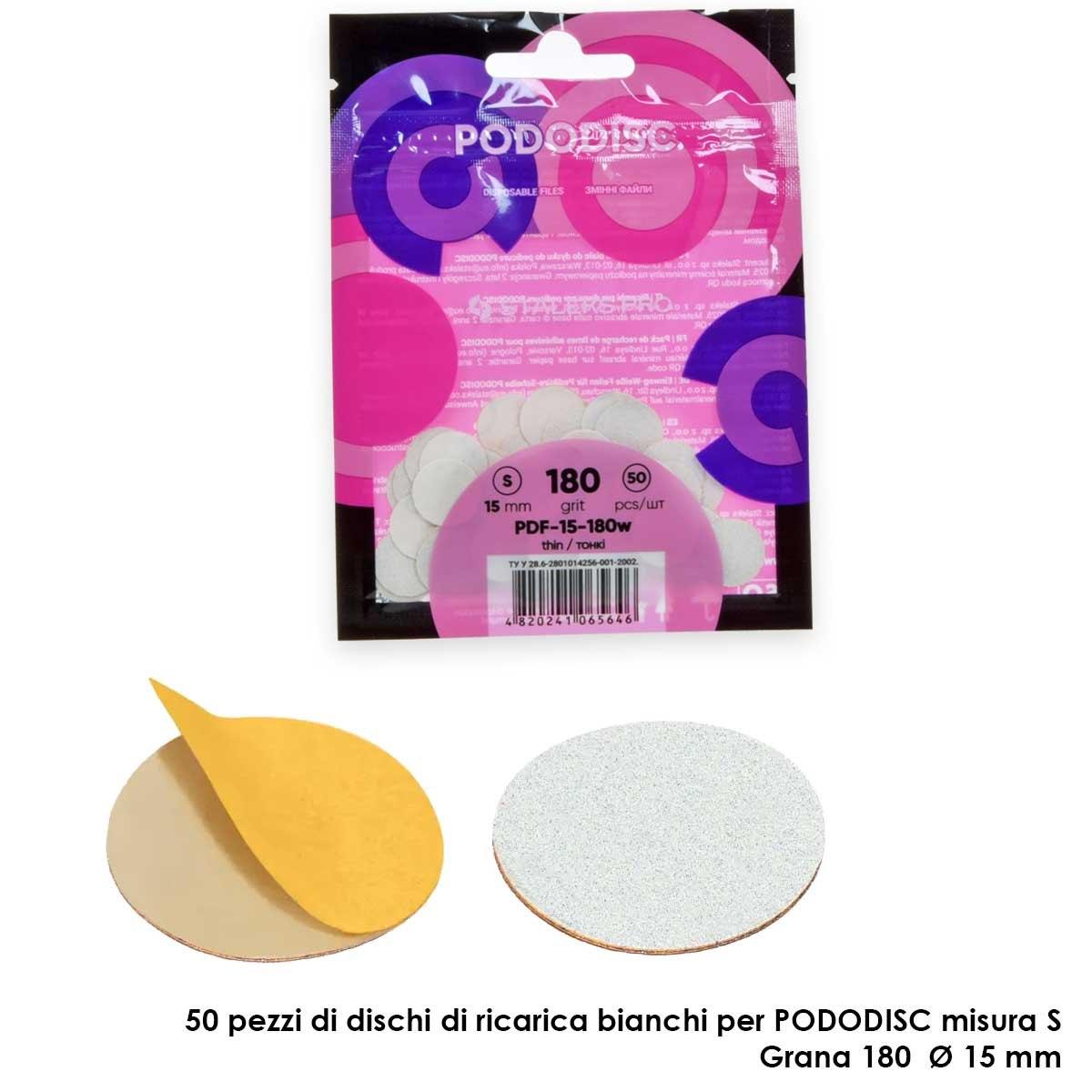 Staleks ricambi disco per pedicure pododisc staleks pro s, grana 180 (50 pz.), colore bianco dia 15 mm