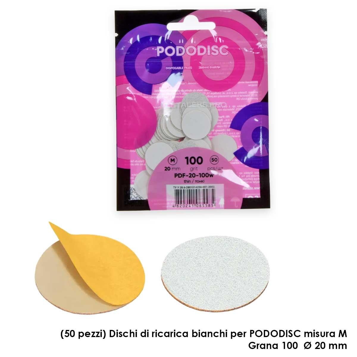 Staleks ricambi disco per pedicure pododisc staleks pro m, grana 100 (50 pz.), colore bianco dia 20 mm