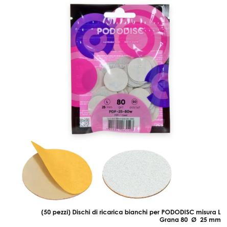 Staleks ricambi disco per pedicure pododisc staleks pro l, grana 80 (50 pz.), colore bianco dia 25 mm