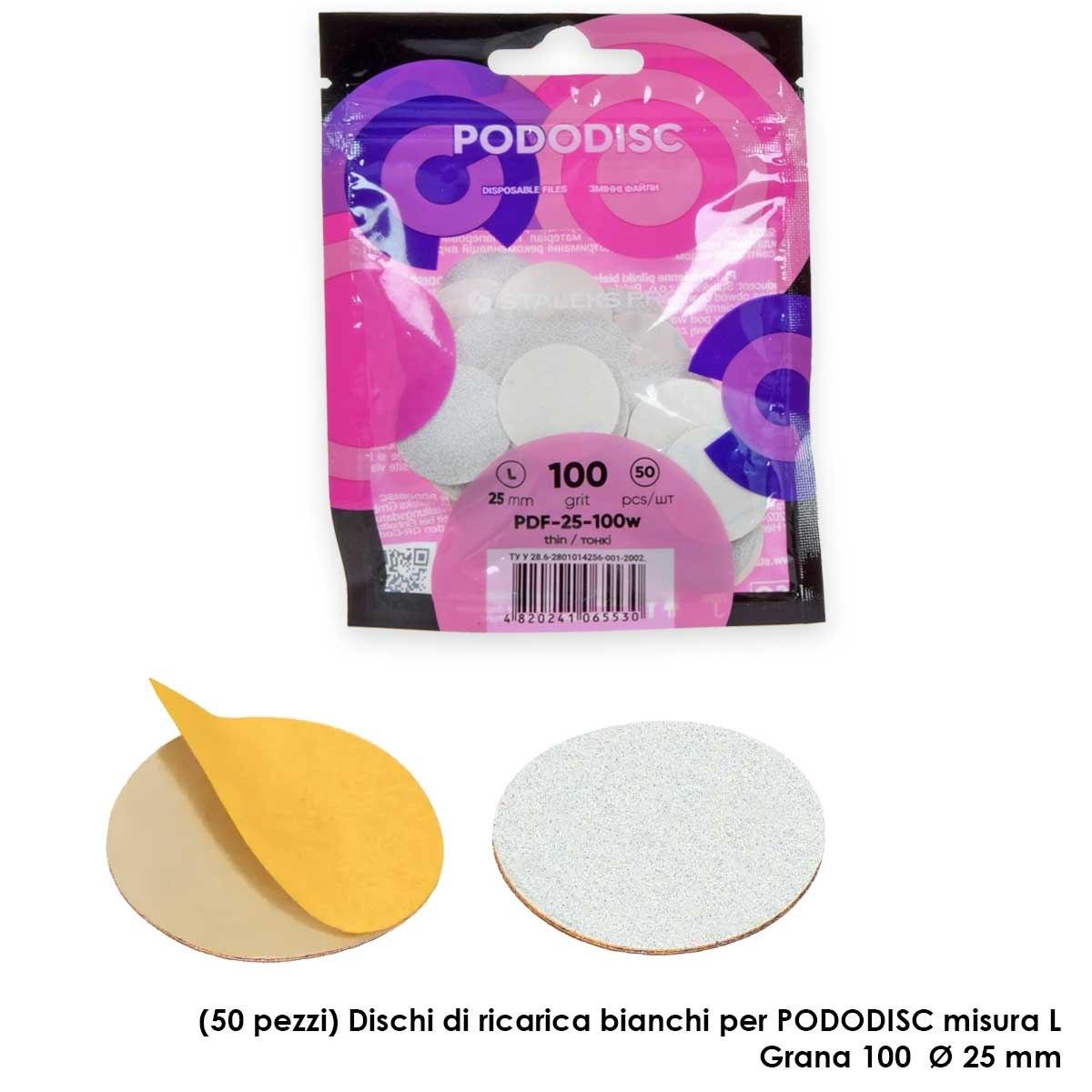 Staleks ricambi disco per pedicure pododisc staleks pro l, grana 100 (50 pz.), colore bianco dia 25 mm