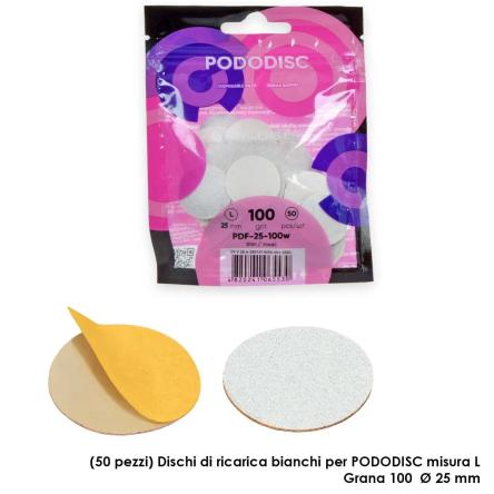 Staleks ricambi disco per pedicure pododisc staleks pro l, grana 100 (50 pz.), colore bianco dia 25 mm