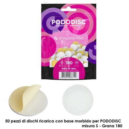 Staleks ricambi su base morbida per il staleks disco per pedicure pododisc staleks pro s, grana 180 (50 pz.), dia 15 mm