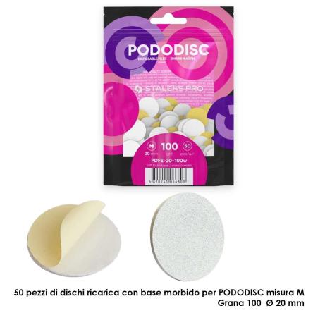 Staleks ricambi su base morbida per il staleks disco per pedicure pododisc staleks pro m, grana 100 (50 pz.), colore bianco dia 20 mm
