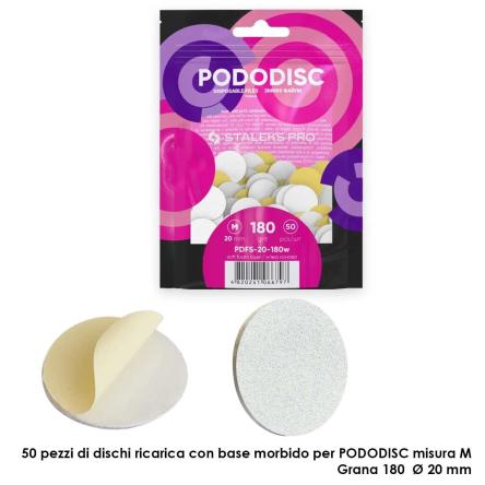 Staleks ricambi su base morbida per il staleks disco per pedicure pododisc staleks pro m, grana 180 (50 pz.), colore bianco dia 20 mm