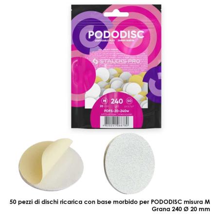 Staleks ricambi su base morbida per il staleks disco per pedicure pododisc staleks pro m, grana 240 (50 pz.), colore bianco dia 20 mm