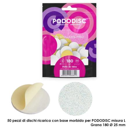 Staleks ricambi su base morbida per il staleks disco per pedicure pododisc staleks pro l, grana 180 (50 pz.), color bianco dia 25 mm