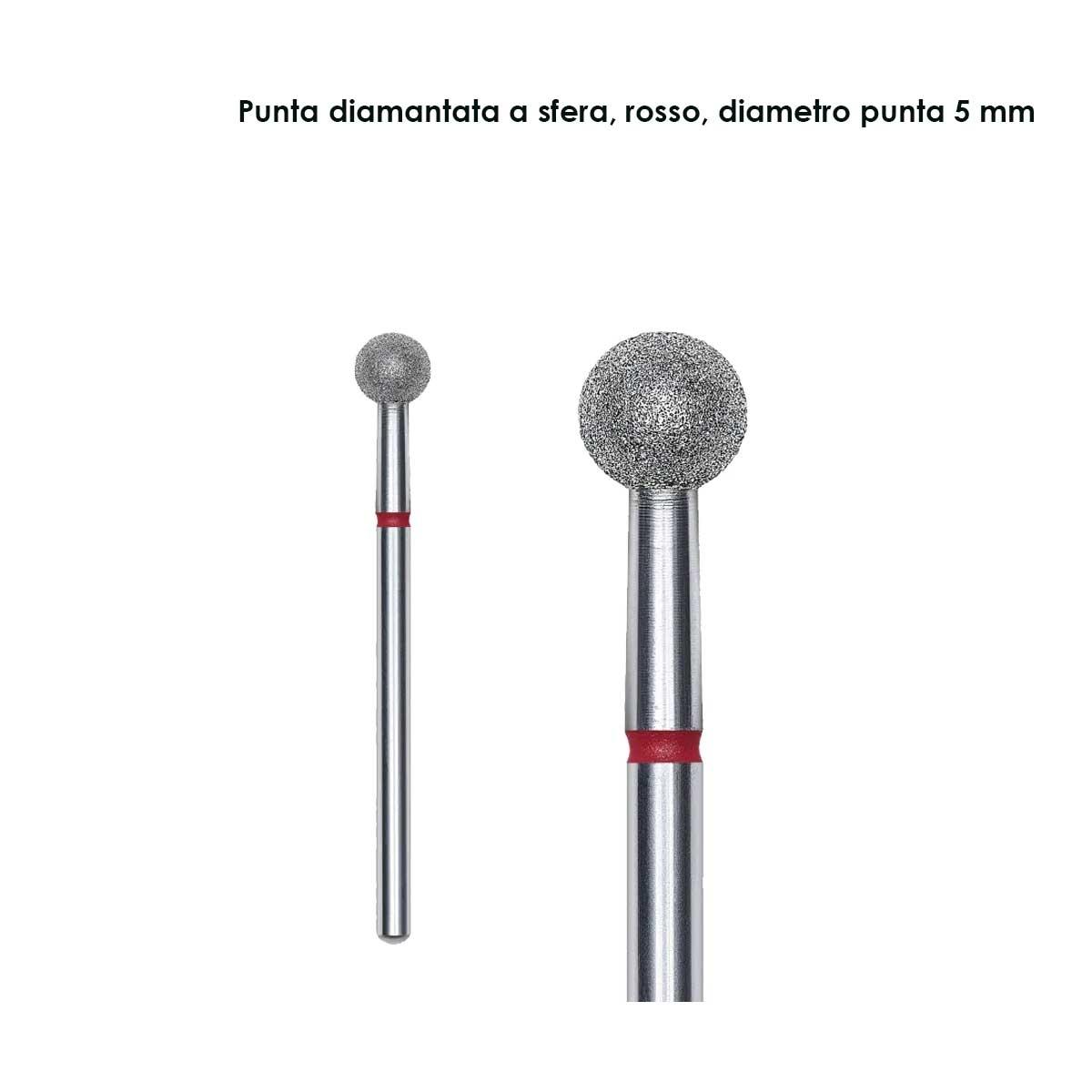 Staleks punta diamantata a sfera, color rosso, diametro 5 mm