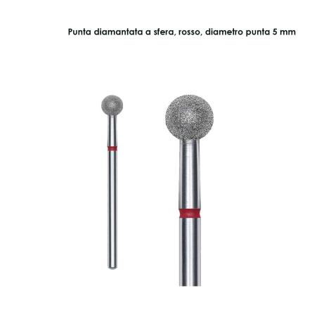 Staleks punta diamantata a sfera, color rosso, diametro 5 mm
