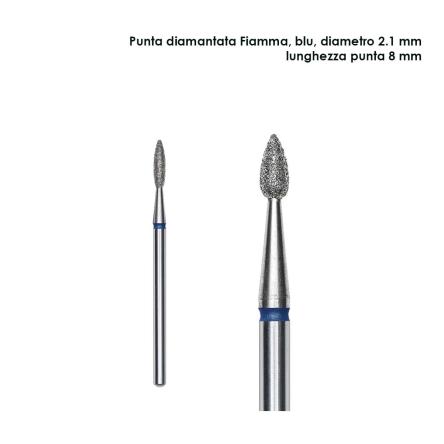 Staleks punta diamantata fiamma, colore blu, diametro 2,1 mm  l. punta 8 mm