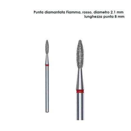 Staleks punta diamantata fiamma, col rosso, diametro 2,1 mm / lunghezza punta 8 mm