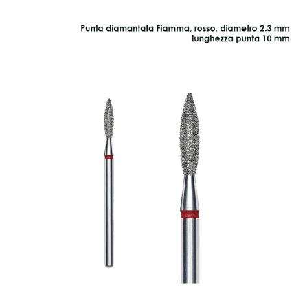 Staleks punta diamantata fiamma, colore rosso, diametro 2,3 mm l.punta 10 mm