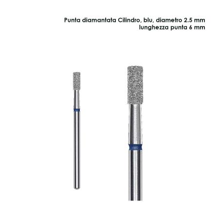 Staleks punta diamantata cilindro, colore blu, diametero 2,5 mm  l.zza punta 6 mm