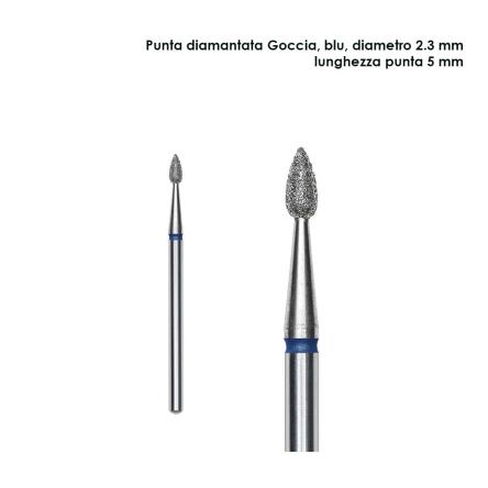 Staleks punta diamantata goccia, colore blu, diametero 2,3 mm l. punta 5 mm