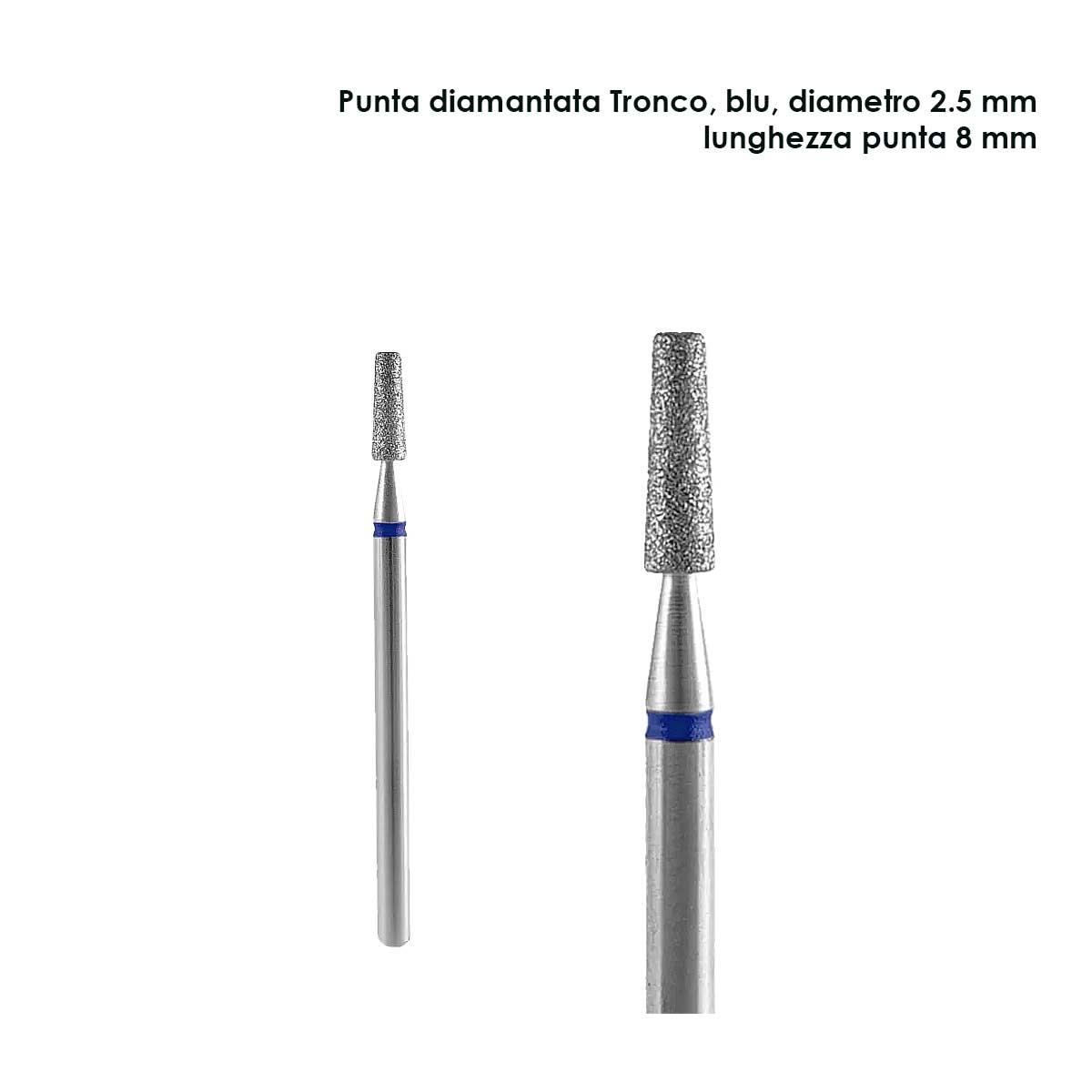 Staleks punta diamantata tronco, colore blu, diametero 2,5 mm  l. punta 8 mm