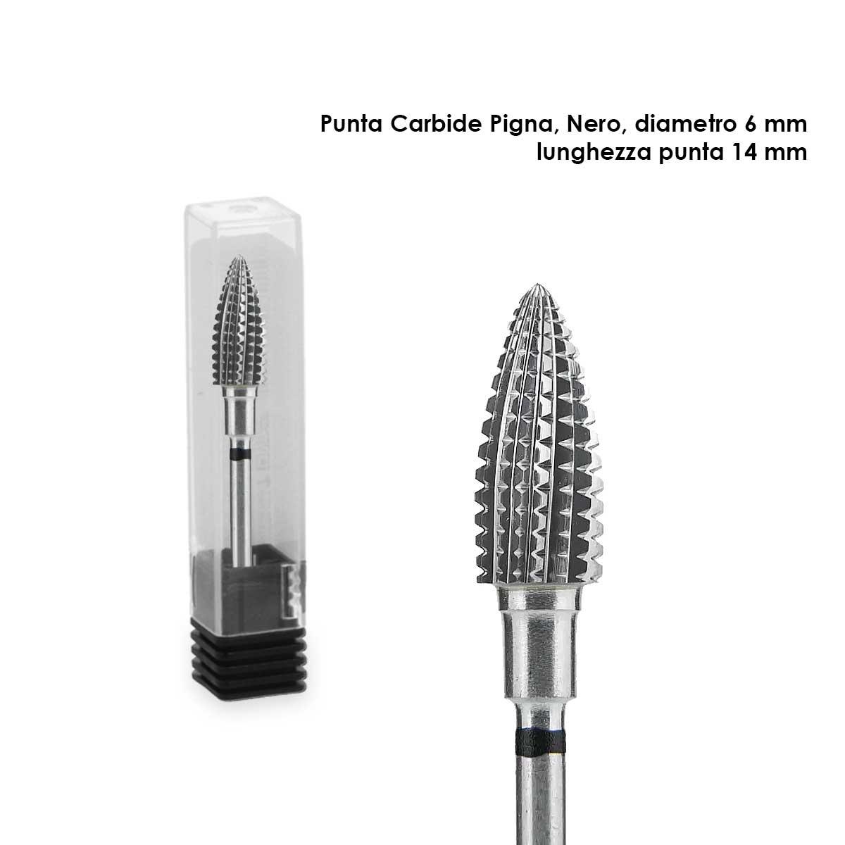 Staleks punta fresa in carburo, pigna, nera, agressiva,  expert con diametro 6 mm/ lunghezza 14 mm