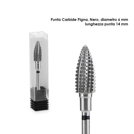 Staleks punta fresa in carburo, pigna, nera, agressiva,  expert con diametro 6 mm/ lunghezza 14 mm