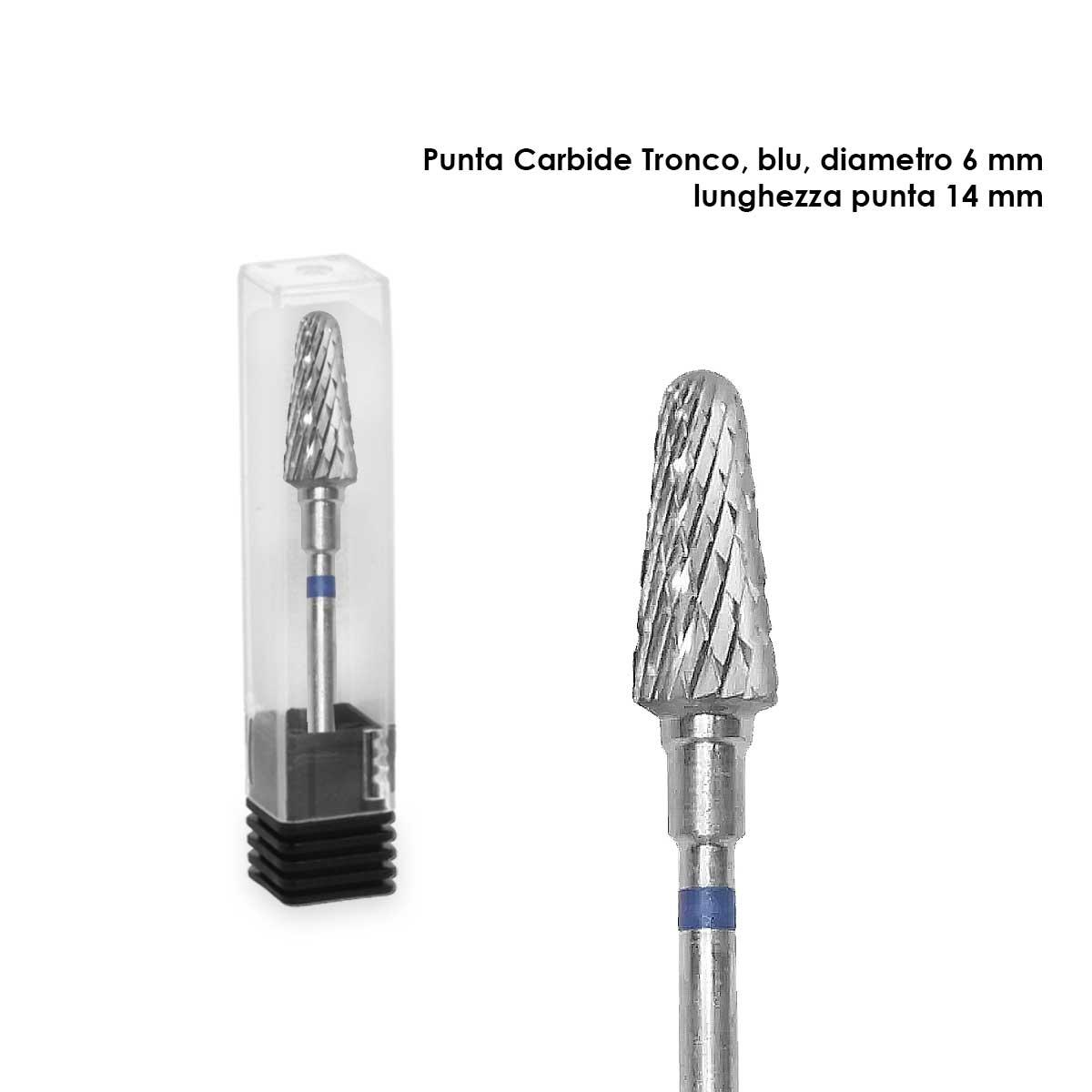 Staleks punta in carburo tronco, colore blu, diametro 6 mm /lunghezza 14 mm