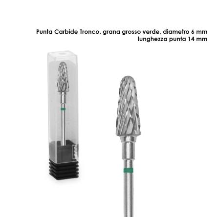 Staleks punta in carburo tronco, colore verde, diametro 6 mm / lunghezza 14 mm