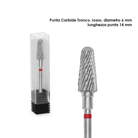 Staleks punta in carburo tronco, colore rosso, diametro 6 mm /lunghezza 14 mm
