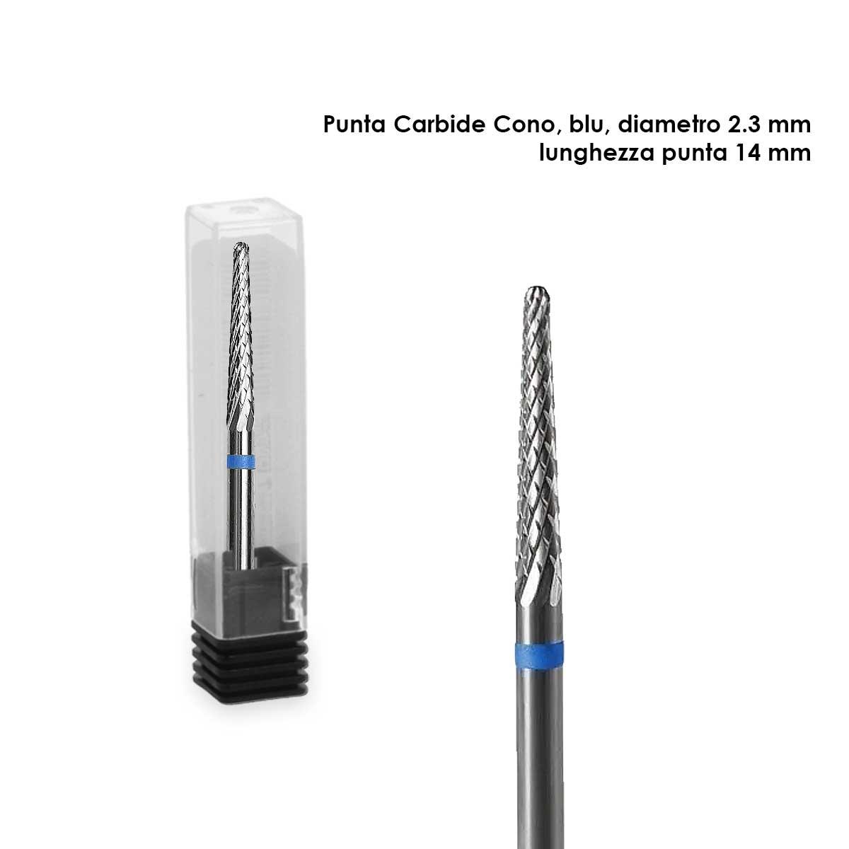 Staleks punta in carburo cono, colore blu, diametro 2,3 mm / lunghezza 14 mm
