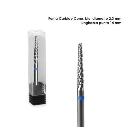 Staleks punta in carburo cono, colore blu, diametro 2,3 mm / lunghezza 14 mm
