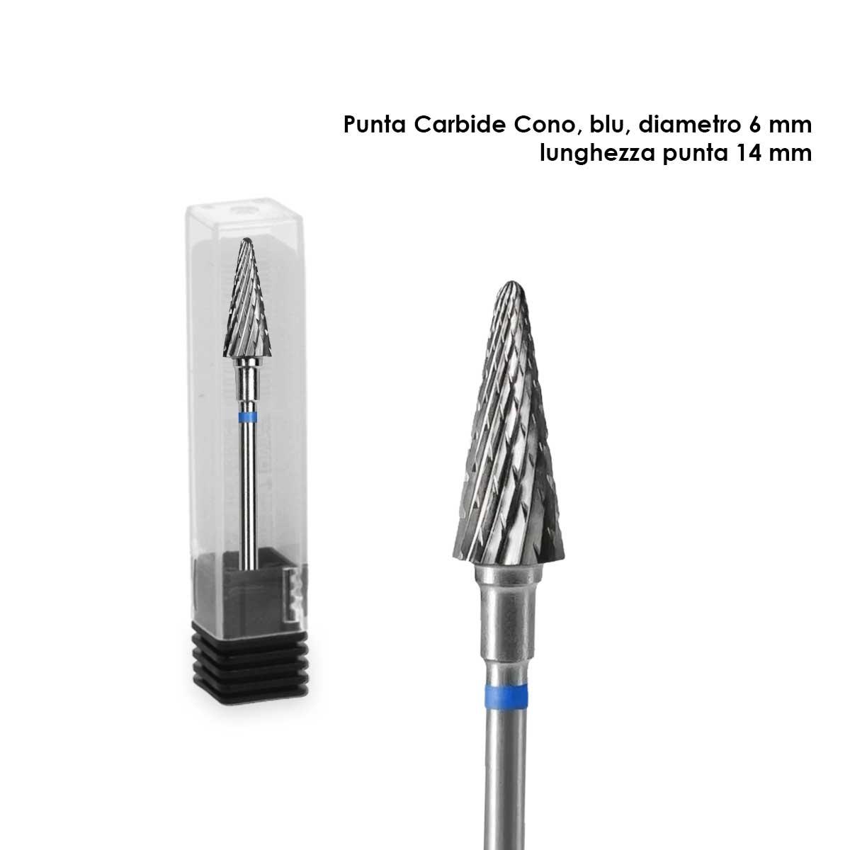 Staleks punta in carburo cono, colore blu, diametro 6 mm / lunghezza 14 mm