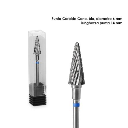Staleks punta in carburo cono, colore blu, diametro 6 mm / lunghezza 14 mm