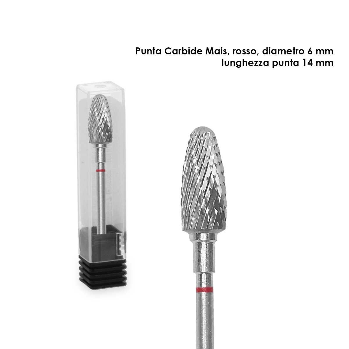 Staleks punta carbide mais, colore rosso, diametro 6 mm / lunghezza 14 mm
