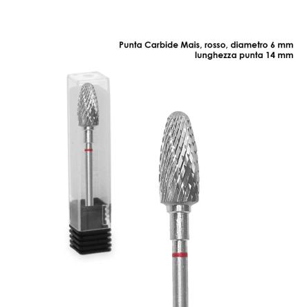 Staleks punta carbide mais, colore rosso, diametro 6 mm / lunghezza 14 mm