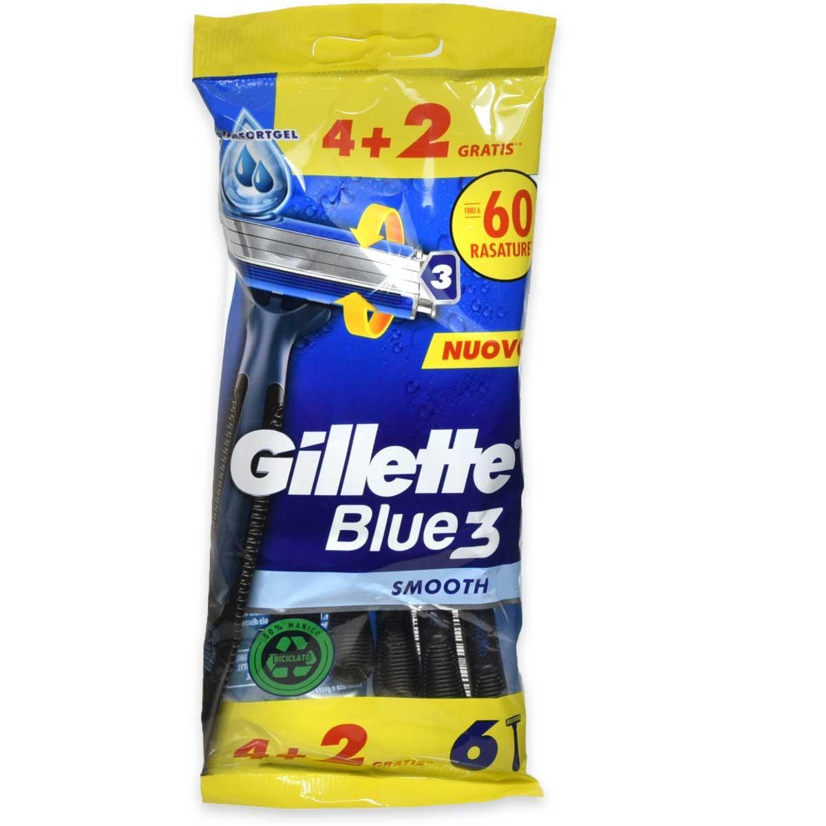 Gillette blue 3 smoot  4 pz + 2 gratis
