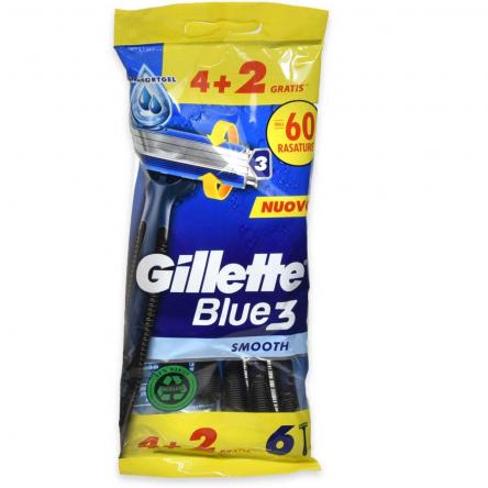Gillette blue 3 smoot  4 pz + 2 gratis